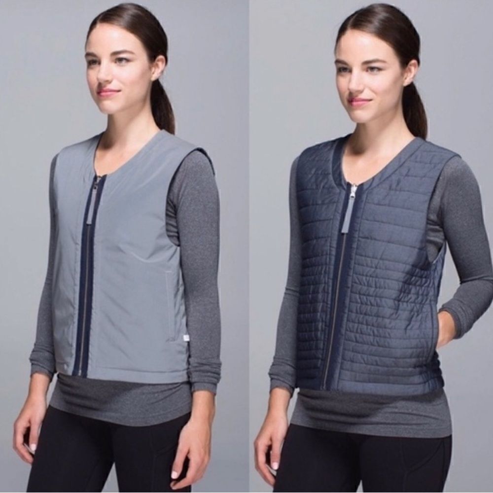 LULULEMON Size 2/4 Light & Bright Vest Reversible Reflective Silk gray